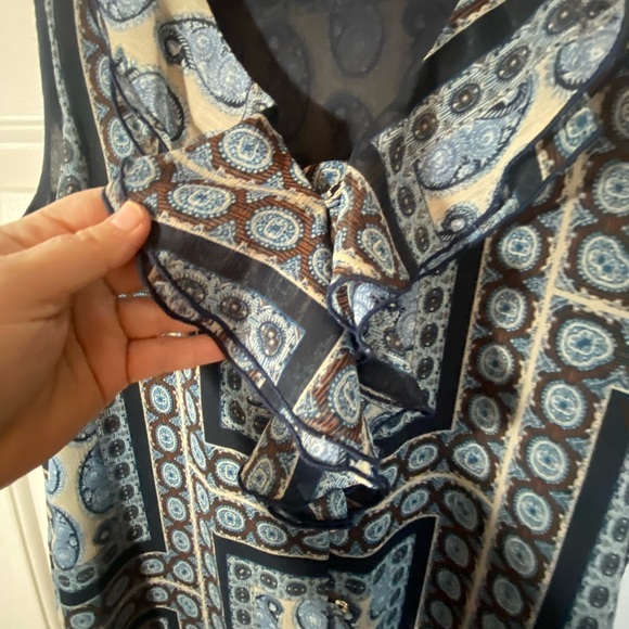 Tommy Hilfiger Blue and Cream Paisley Blouse - Picture 2 of 5